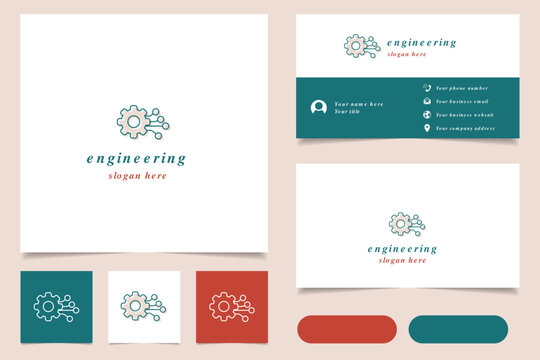 Engineering logo design with editable slogan. Branding book and business card template.