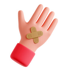 3D illustration of a band-aid used on hand