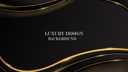 luxury abstract black with shiny wavy gold line background vector. luxury elegant theme design