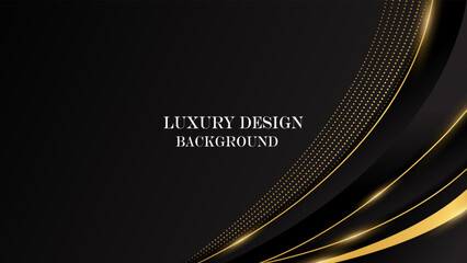 abstract luxury black with shiny wavy gold line background vector. luxury elegant theme design
