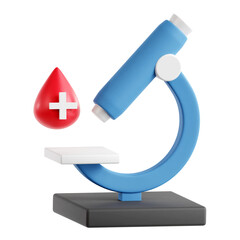3D illustration of a microscope used for analyzing blood samples