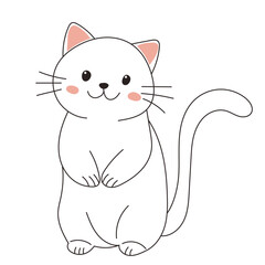 cute kitten, outline in doodle style on a white background