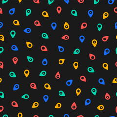 Seamless pattern with colorful map pin