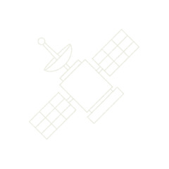 Satellite in White Chalk Drawing Style in Transparent PNG file.