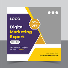 Digital marketing agency social media post template and instagram post banner 