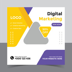 Digital marketing agency social media post template and instagram post banner 
