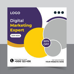 Digital marketing agency social media post template and instagram post banner 