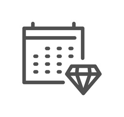 Diamond related icon outline and linear vector.