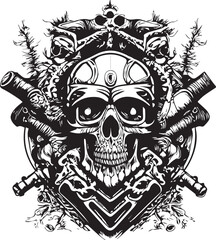Artwork illustration and t-shirt design skull motorcycle engraving ornament on white background