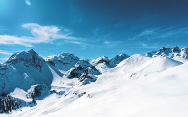 snow covered mountains