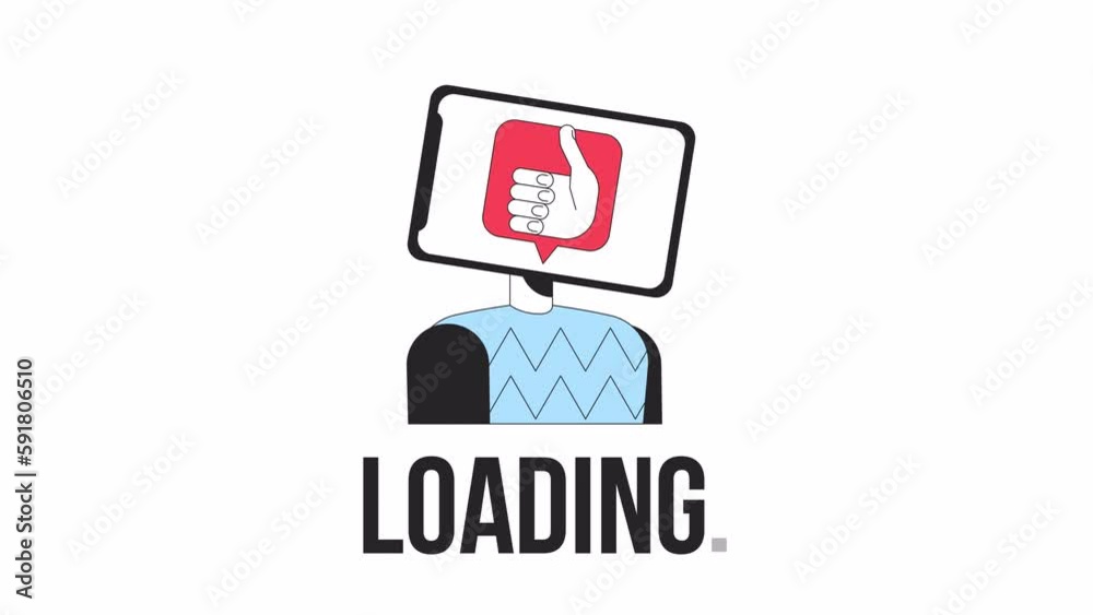 Poster tablet head loader animation. addict to likes on social media. flash message 4k video footage. isola