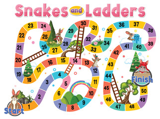 Snakes and ladders board game template
