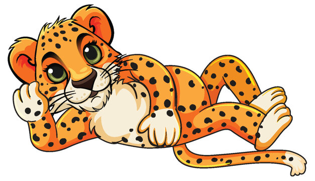 Cute Baby Cheetah Lying Cartoon Character