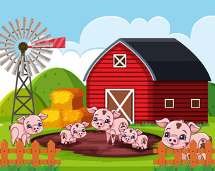 Adorable Pigs in the Farm