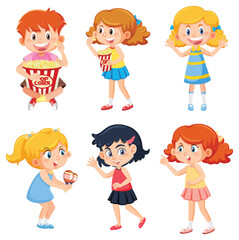 Set of cute children cartoon character