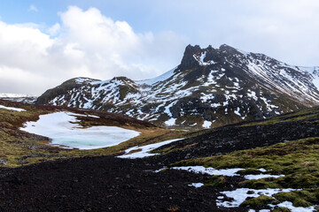 Fototapeta na wymiar Volcanic crater landscape in Iceland
