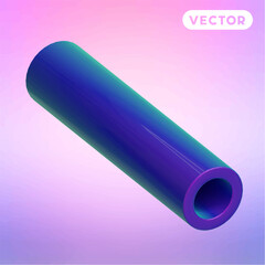 cylindrical 3D vector icon set, on a pastel background