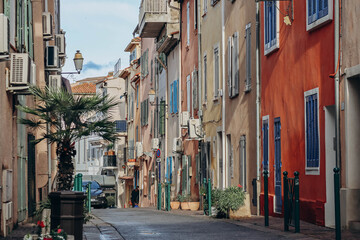 Sainte-Maxime, France - 28.12.2021 : Streets of Sainte Maxime on the French Riviera on a sunny...