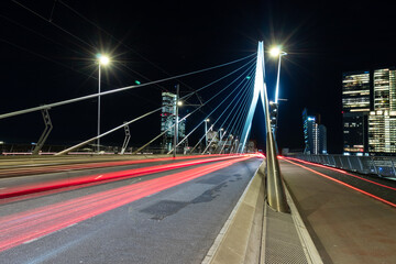 Modern Erasmus bridge view in Rotterdam 