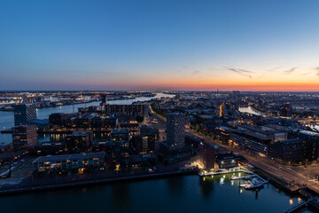 Fototapeta na wymiar Sunset view from the Euromast in Rotterdam
