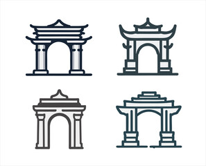 arch icon design. vector illustration of four temple arches