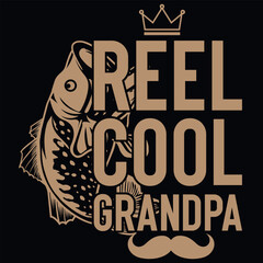 Reel cool grandpa fishing tshirt design 