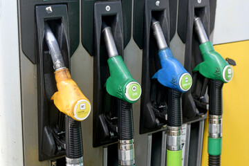 petrol pumps at a service station