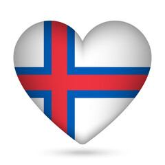 Obraz premium Faroe Islands flag in heart shape. Vector illustration.