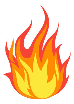 Campfire flame icon. Fire blaze cartoon effect