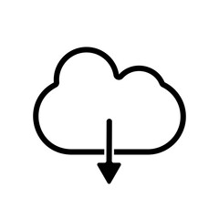 Black Cloud Download Icon with Arrow for Cloud Storage Services