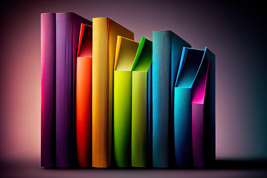 Row Of Color Coordinated Books. Generative Ai