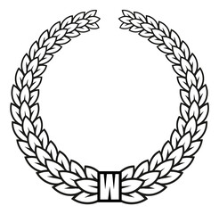 Laurel wreath. Black outline leaves. Badge template