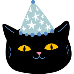 Black Cat Face In The Party Hat © helenreveur