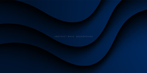 Modern Simple Abstract Dark Background with Blue Color Wavy Design. Eps10 Vector Template