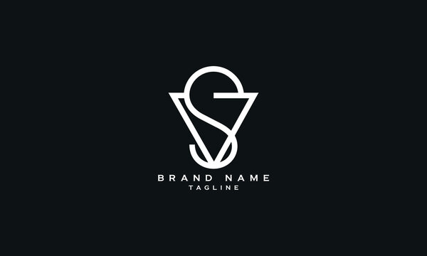 VS, SV, Abstract initial monogram letter alphabet logo design