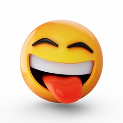 Fototapeta premium 3D Rendering happy emoji isolated on white background