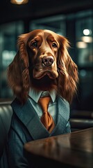 Dog CEO in Business Suit, Leadership, and Success Concept, Generative AI