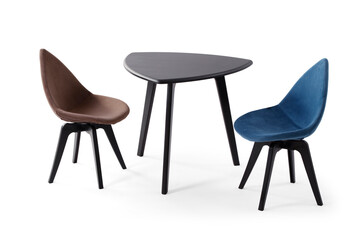 dining table and chairs isolated on white background 