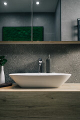 Interior of a bathroom with a modern sink