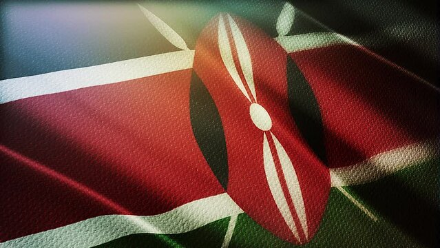3D animation of The National flag of kenya waving in the wind, flag seamless loop animation