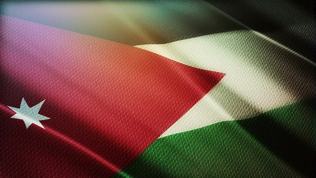 3D animation of The National flag of Jordan waving in the wind, flag seamless loop animation