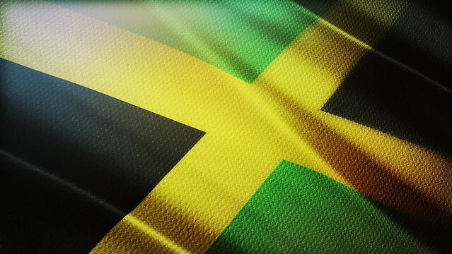 Jamaica flag is waving 3D animation waving in the wind, flag seamless loop animation.