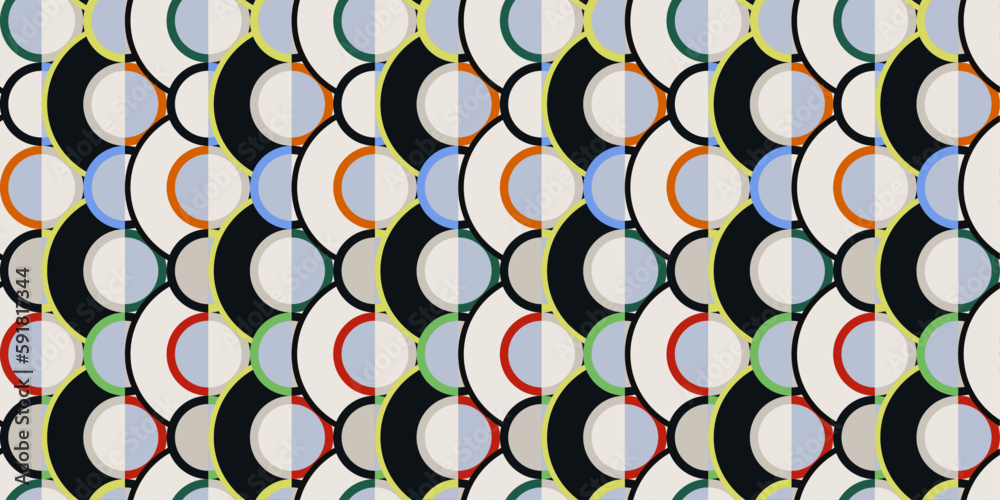Aufkleber Abstract rings, avant-garde pattern. Vector repeating pattern of rings. Repeating round rings, abstract texture from circles.