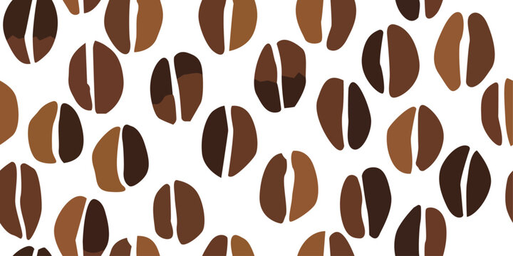 Vector seamless brown coffee beans. Simple vector pattern for coffee shops, for print and interior. Cafe pattern.