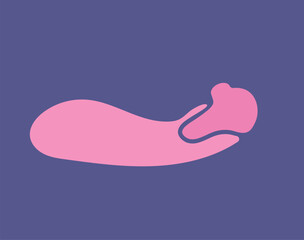 Concept Sex toys bdsm supplements. This flat conceptual illustration features a vector pink sex toy vibrator, on a clean purple background. Vector illustration.