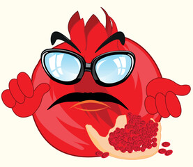 Fruit garnet cartoon on white background is insulated