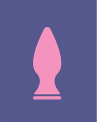 Concept Sex toys bdsm supplements. This flat concept illustration features a vector pink vibrator on a clean purple background. Vector illustration.