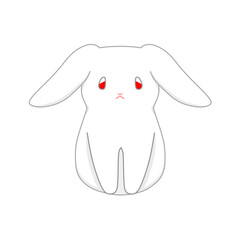 正面を向いた白色のウサギのイラスト