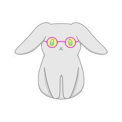 メガネをかけた灰色のウサギ