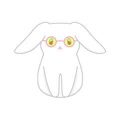 メガネ（サングラス、色眼鏡）をかけた白色のウサギ